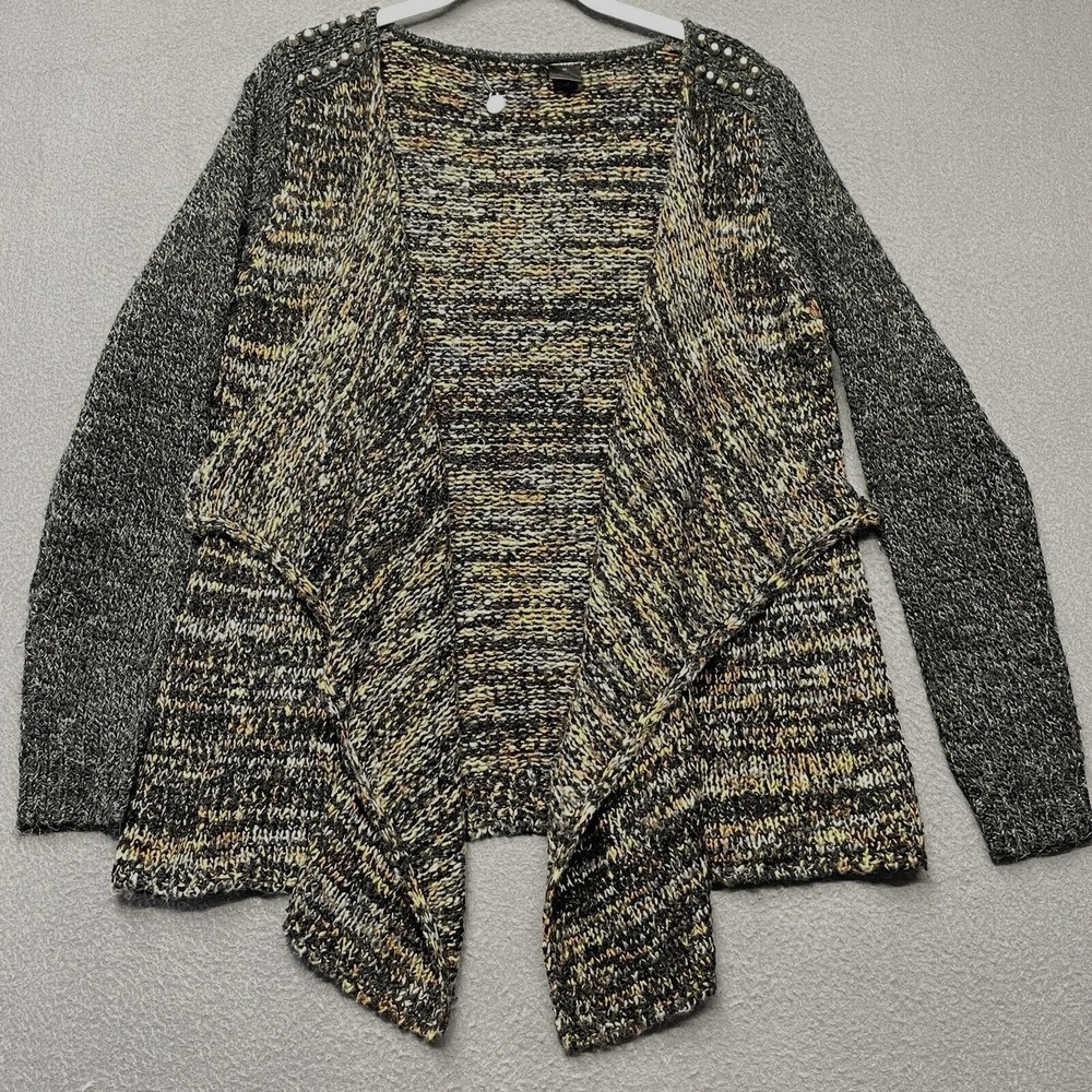 BKE Boutique sz‎ Medium Wool Blend Studded Open Front Knit Draped Cardigan Boho